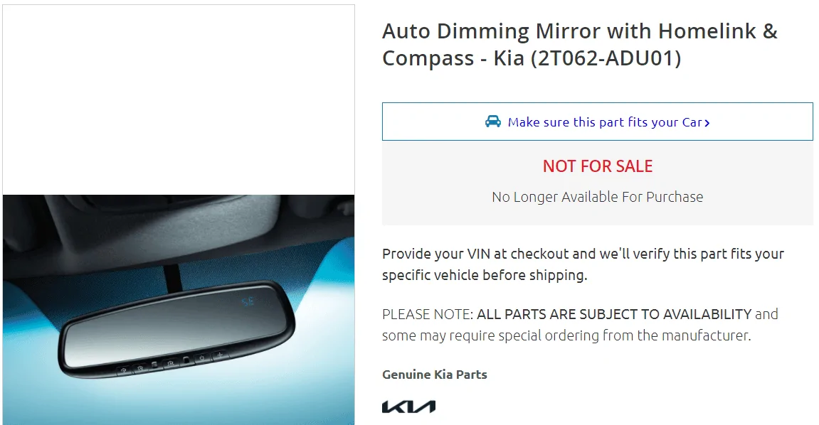 Ford Maverick Cheap auto-dimming, homelink mirror 1643487421294
