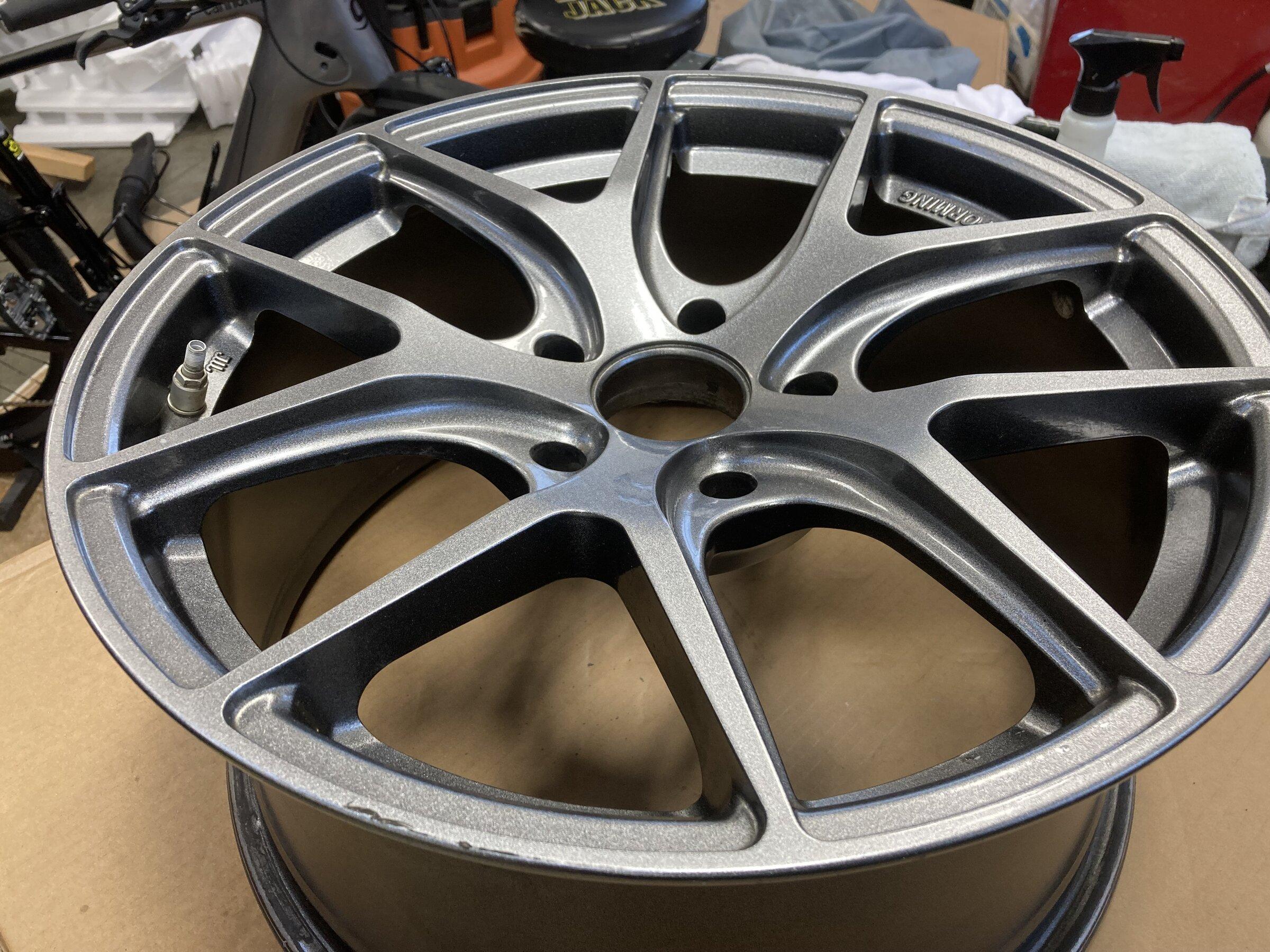 Ford Maverick Range Rover Evoque wheels installed for perfect fit! IMG_2492
