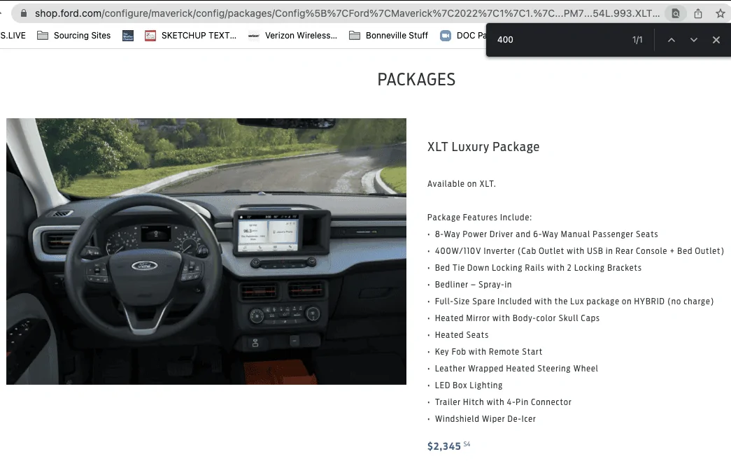 Ford Maverick LUX Package Spray-in or Drop-in Cutoff Date? Screen Shot 2022-01-03 at 1.10.30 PM