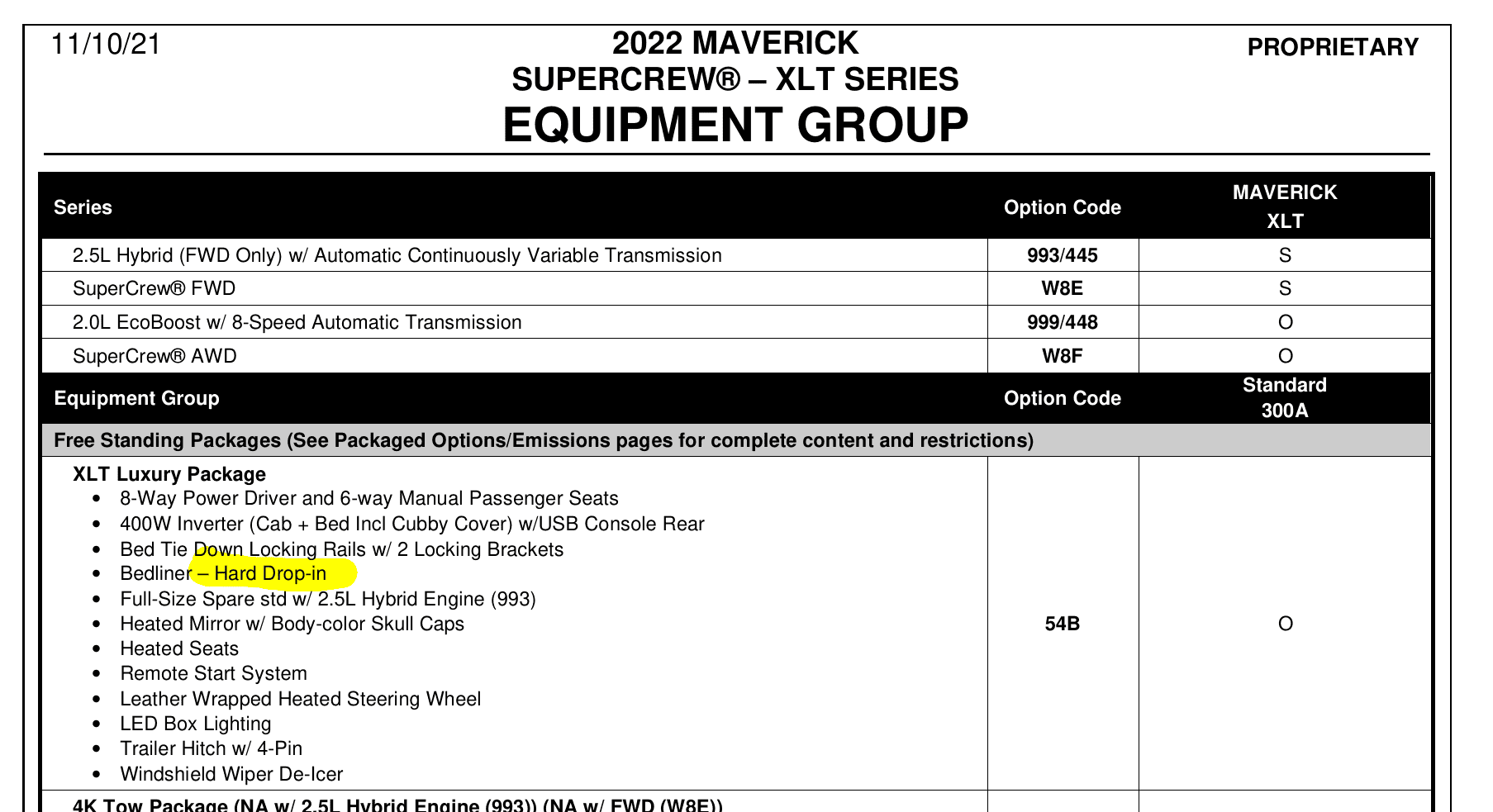 Ford Maverick LUX Package Spray-in or Drop-in Cutoff Date? Screenshot_20220129_190321