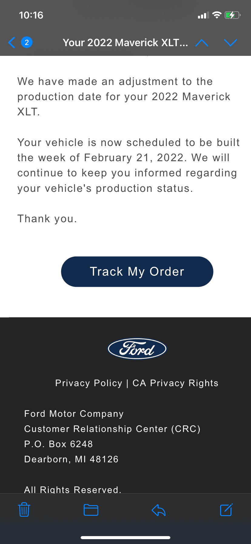 Ford Maverick My XLT EcoBoost order was moved up ED43D0A9-5A3E-4923-B658-03DF2266D835