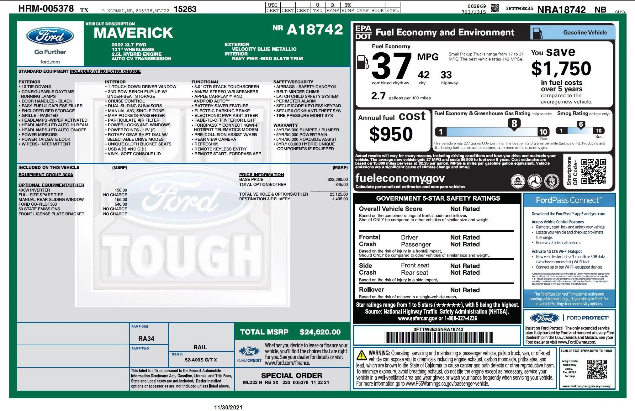 Ford Maverick What does it mean when the window sticker updates? 11-30-21