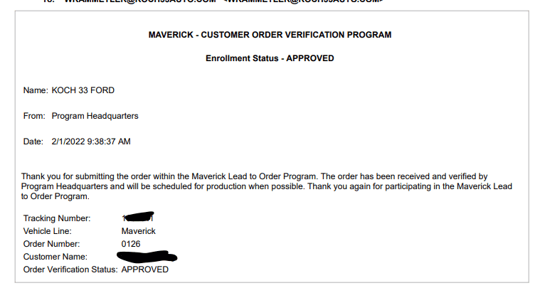 Ford Maverick Received My Order Approval Today! Screen Shot 2022-02-01 at 12.47.14 PM