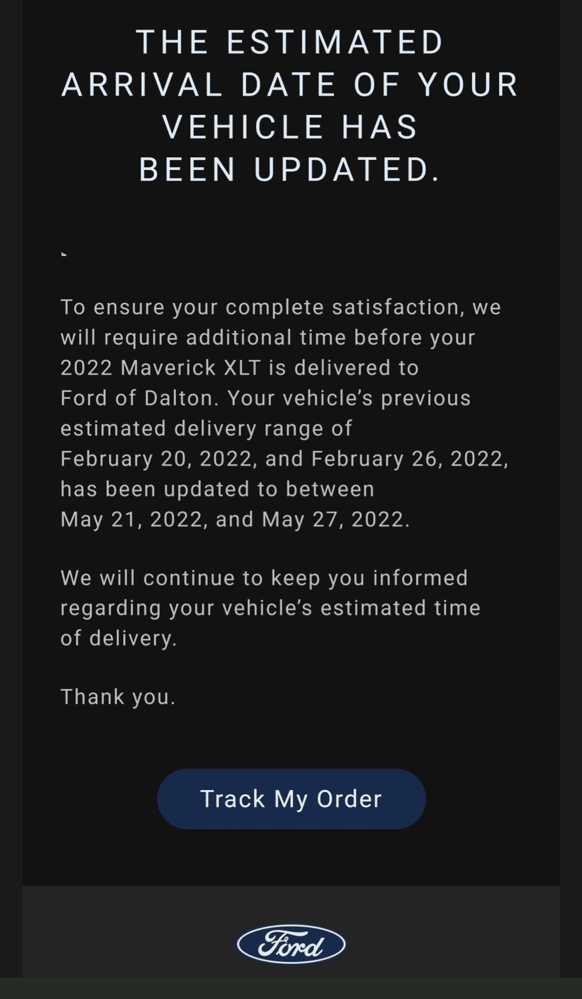 Ford Maverick Delivery date pushed back 3 months!??!?!? Screenshot_20220202-045710~2