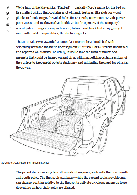 Ford Maverick Ford Patents In-Bed Magnets To Keep Your Pickup's Cargo In Place 1643898556343