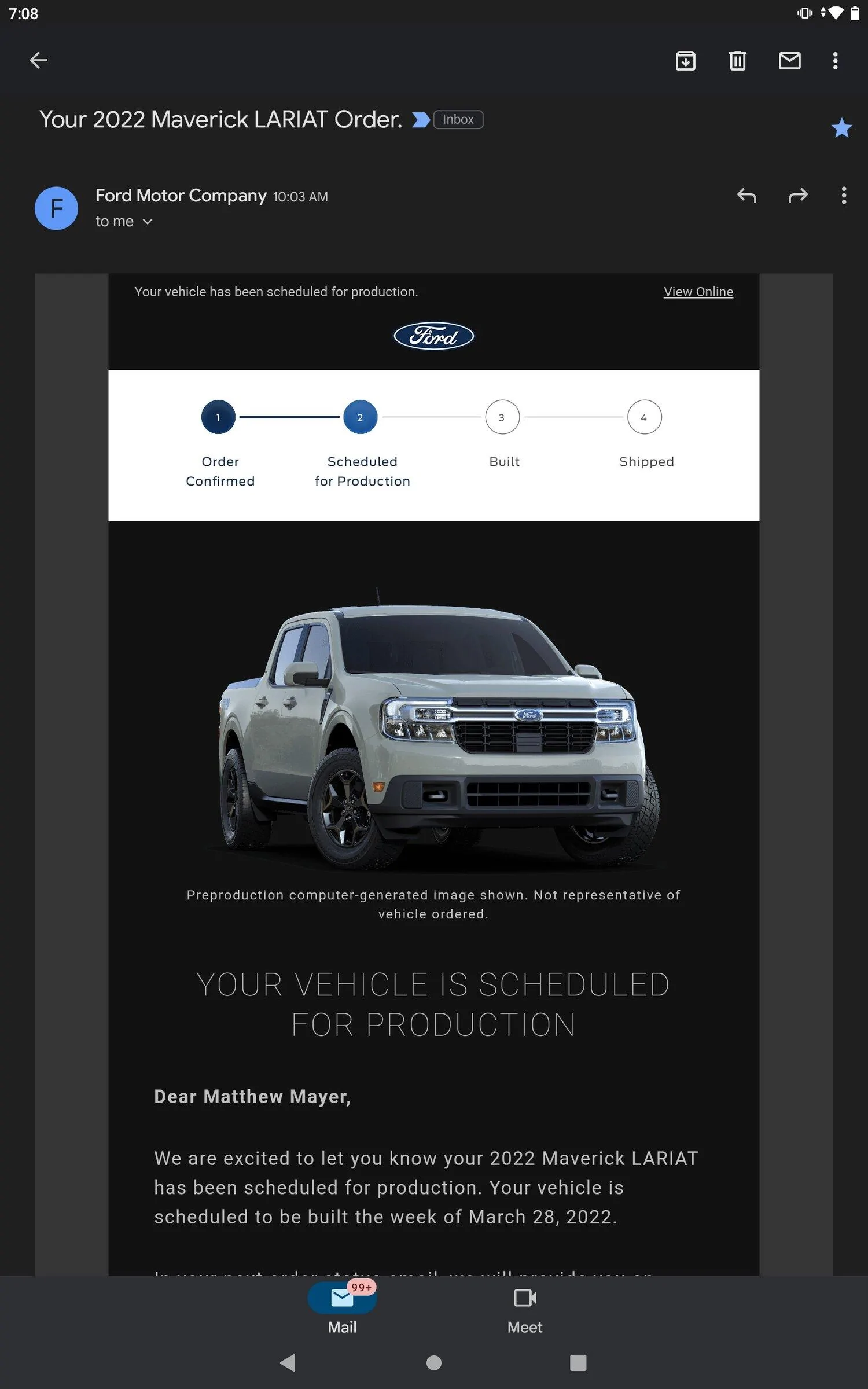 Ford Maverick 📣 2/3 Scheduling Email Received Group [EMAILS NOW ARRIVING!] Screenshot_2022-02-03-19-08-28-379