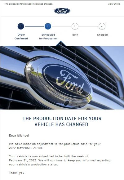 Ford Maverick 📣 2/3 Scheduling Email Received Group [EMAILS NOW ARRIVING!] rescheduled020522