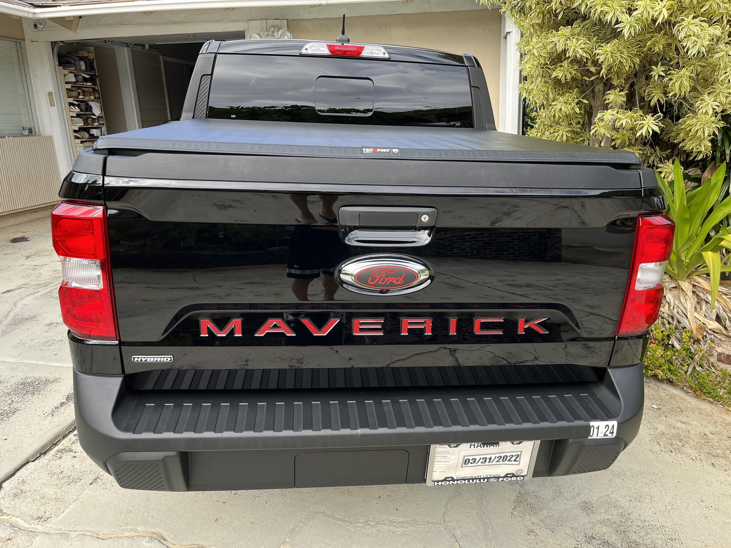 Ford Maverick $19.70 improvement to my Maverick XL Hybrid tailgate lettering IMG_3871.JPG