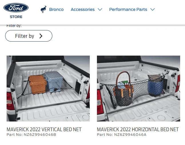Ford Maverick Horizontal and Vertical cargo nets installed in bed 1644411738141