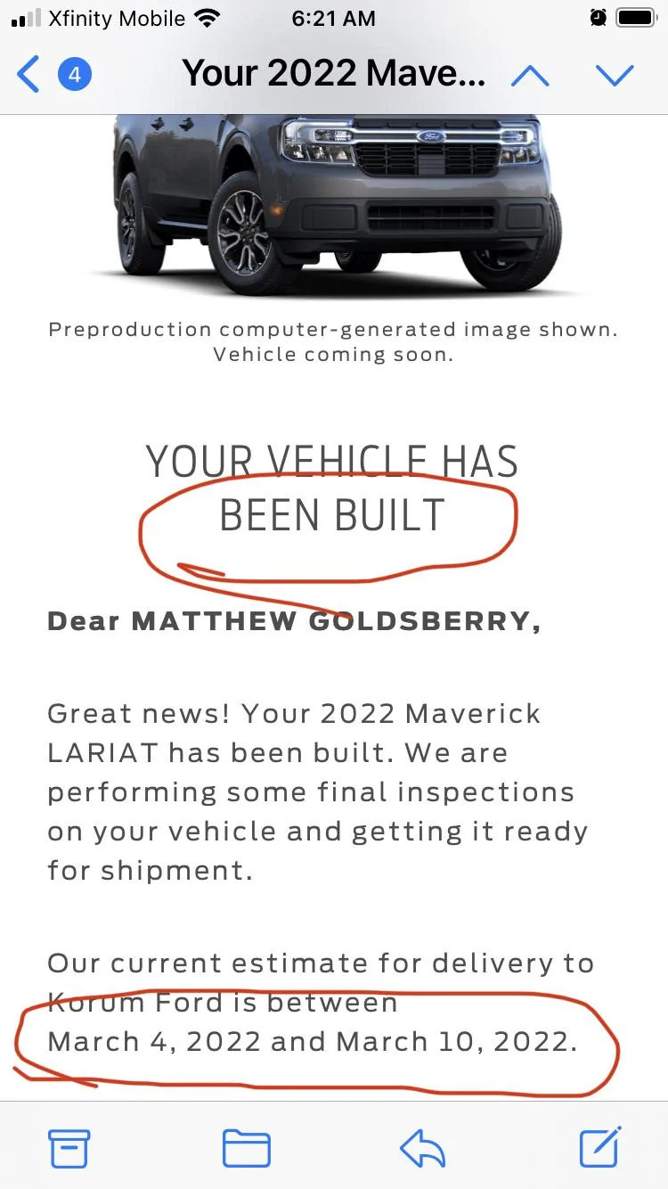 Ford Maverick Ordered my hybrid lariat/first edition 6/14 F7E8D543-68D3-4633-9626-BC50A4594669