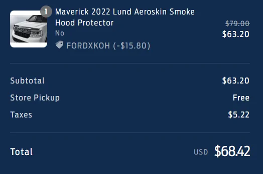 Ford Maverick 20% off ALL Ford Accessories & Performance Parts using coupon promo code 1644520271662