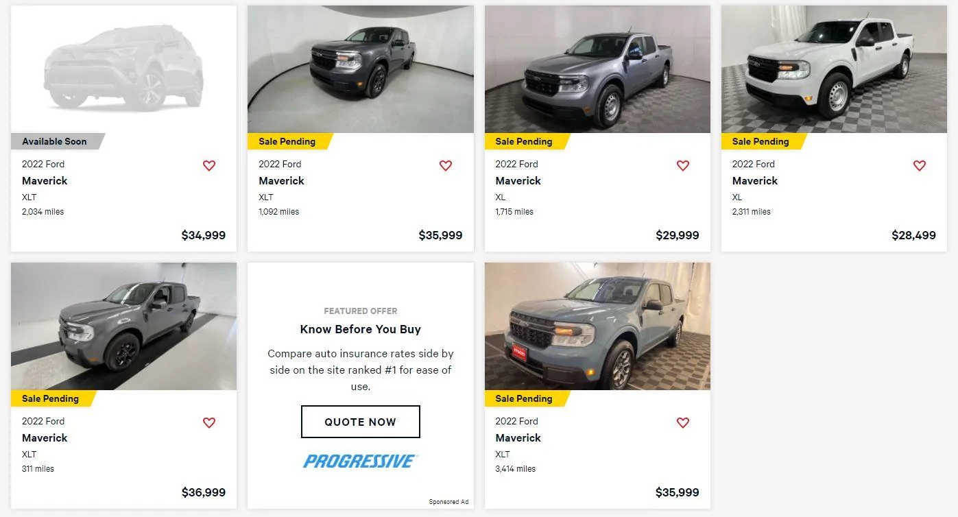 Ford Maverick Official valuations running thread (Carvana, Vroom, etc) 2022-02-10 15_40_53-Windo