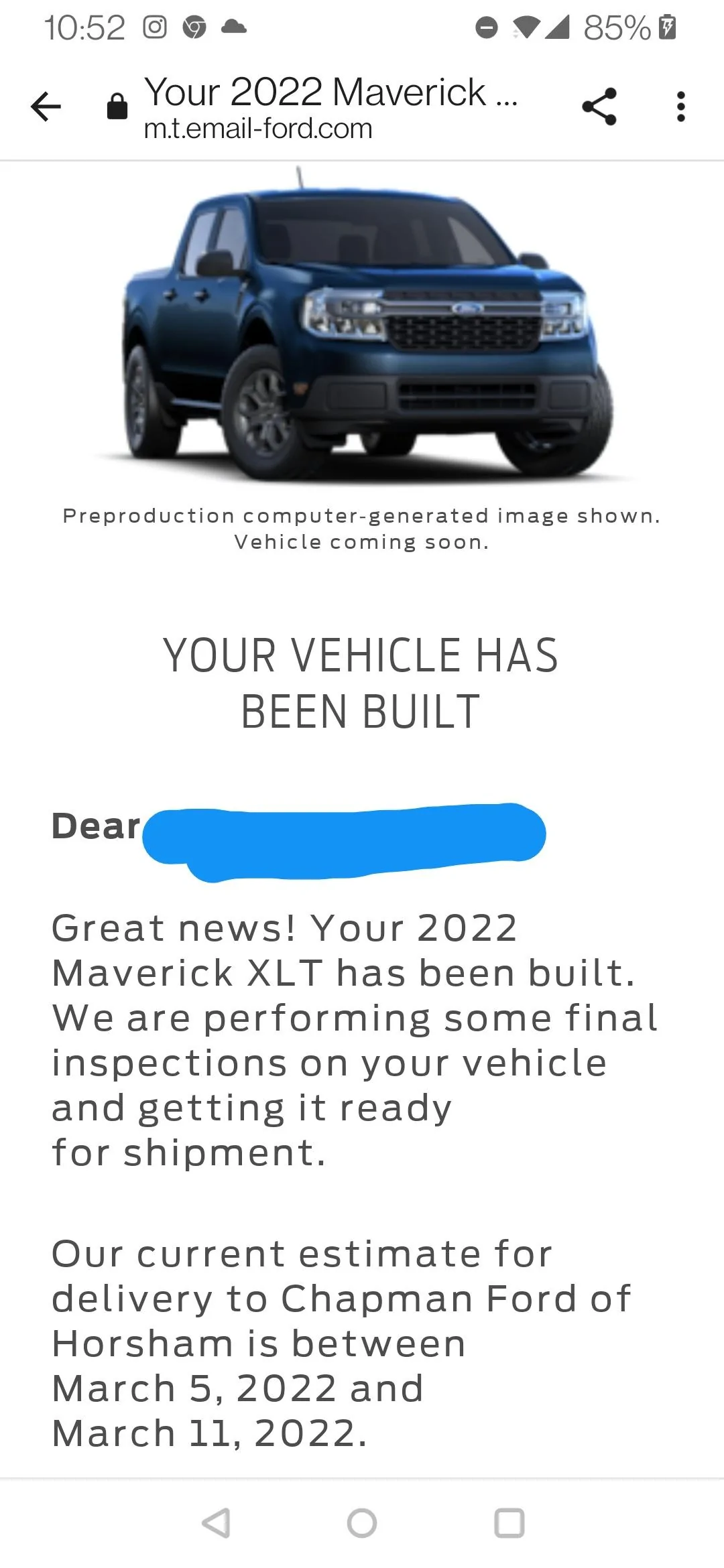 Ford Maverick 📬  02/10 Scheduling Email Received Group [EMAILS NOW ARRIVING!] Screenshot_20220210-225253
