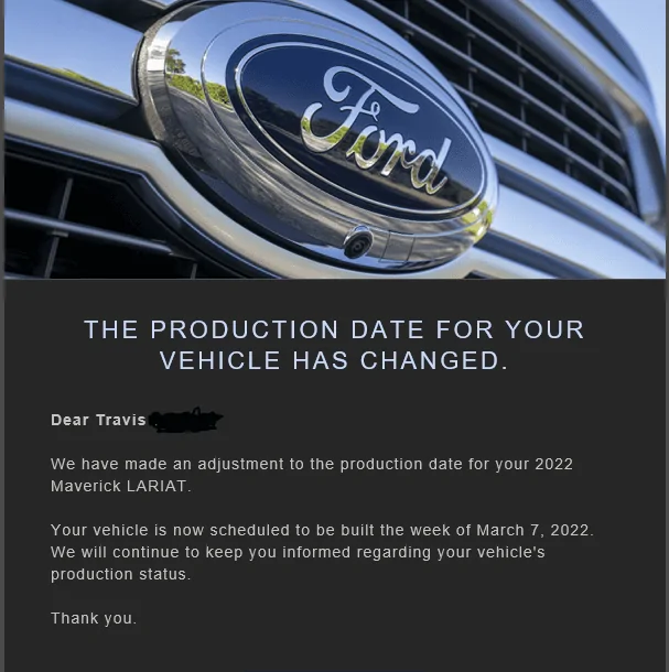 Ford Maverick Production Date Moved ... UP !!! Build