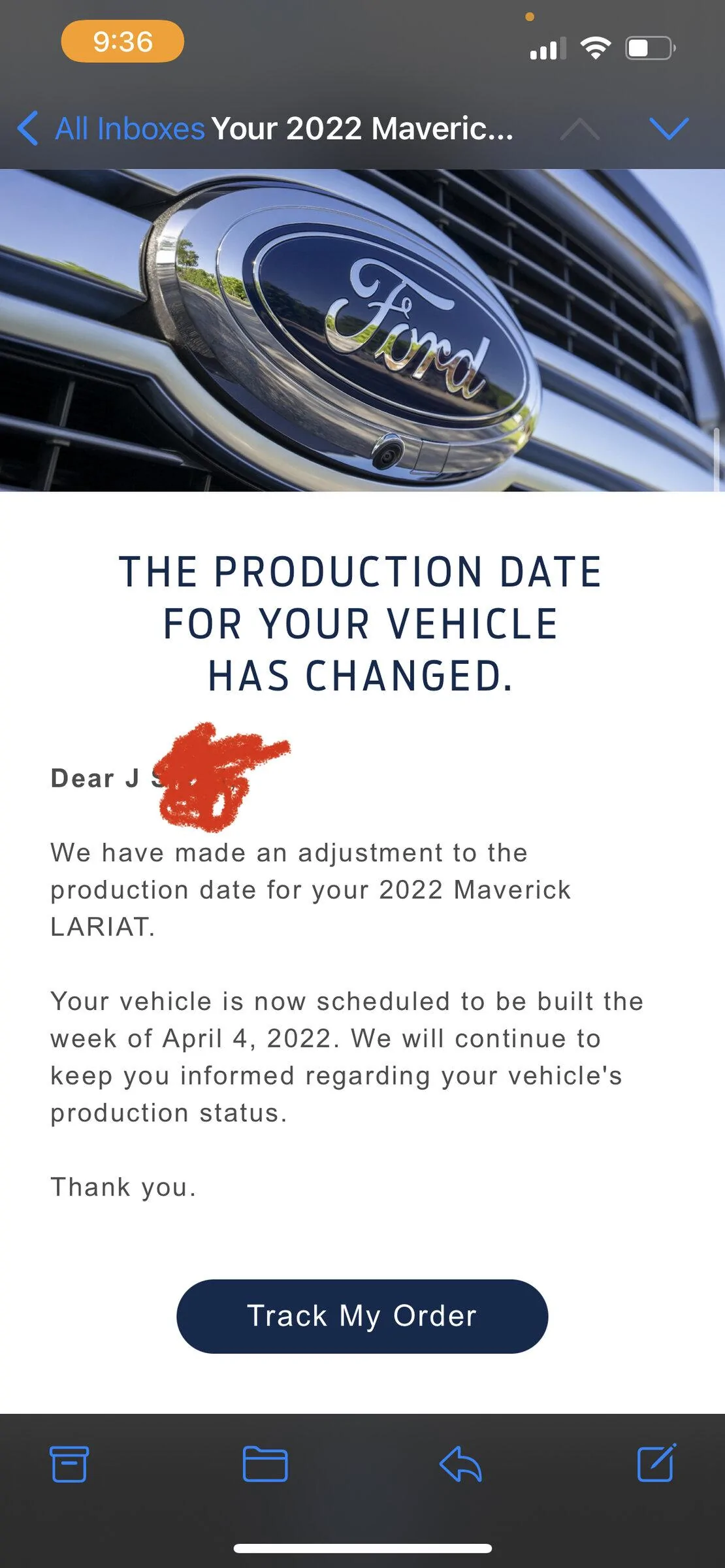 Ford Maverick Scheduled yesterday, got new build date today 3EAB02F1-F9A9-434D-9584-91C92DF25087