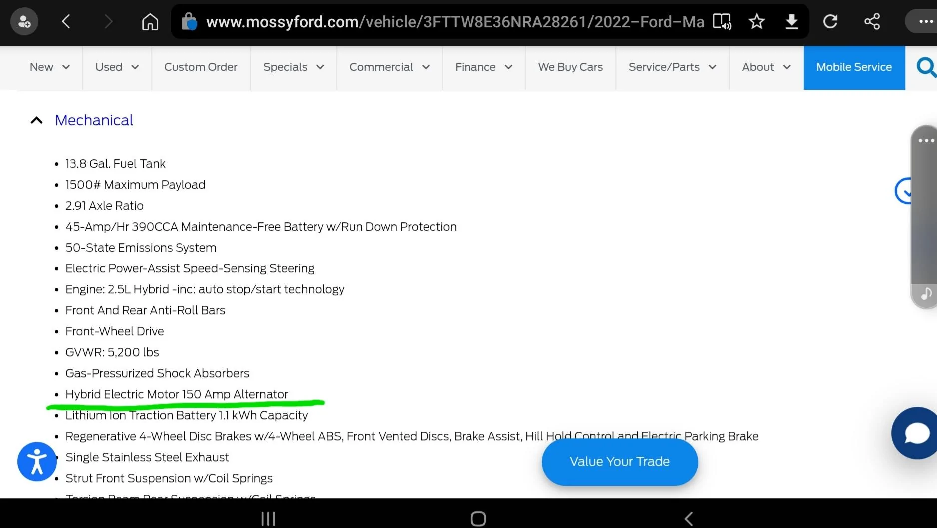 Ford Maverick Mobile generator Screenshot_20220212-092511_Edg