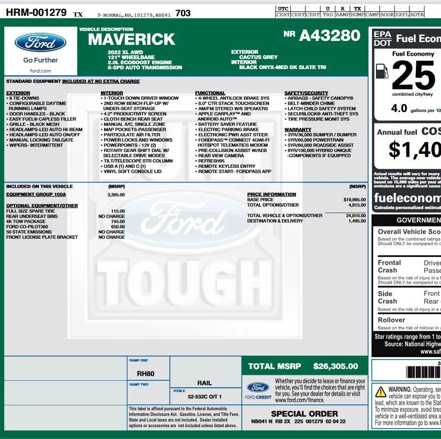 Ford Maverick "In Production" -- Blend Date? windstker