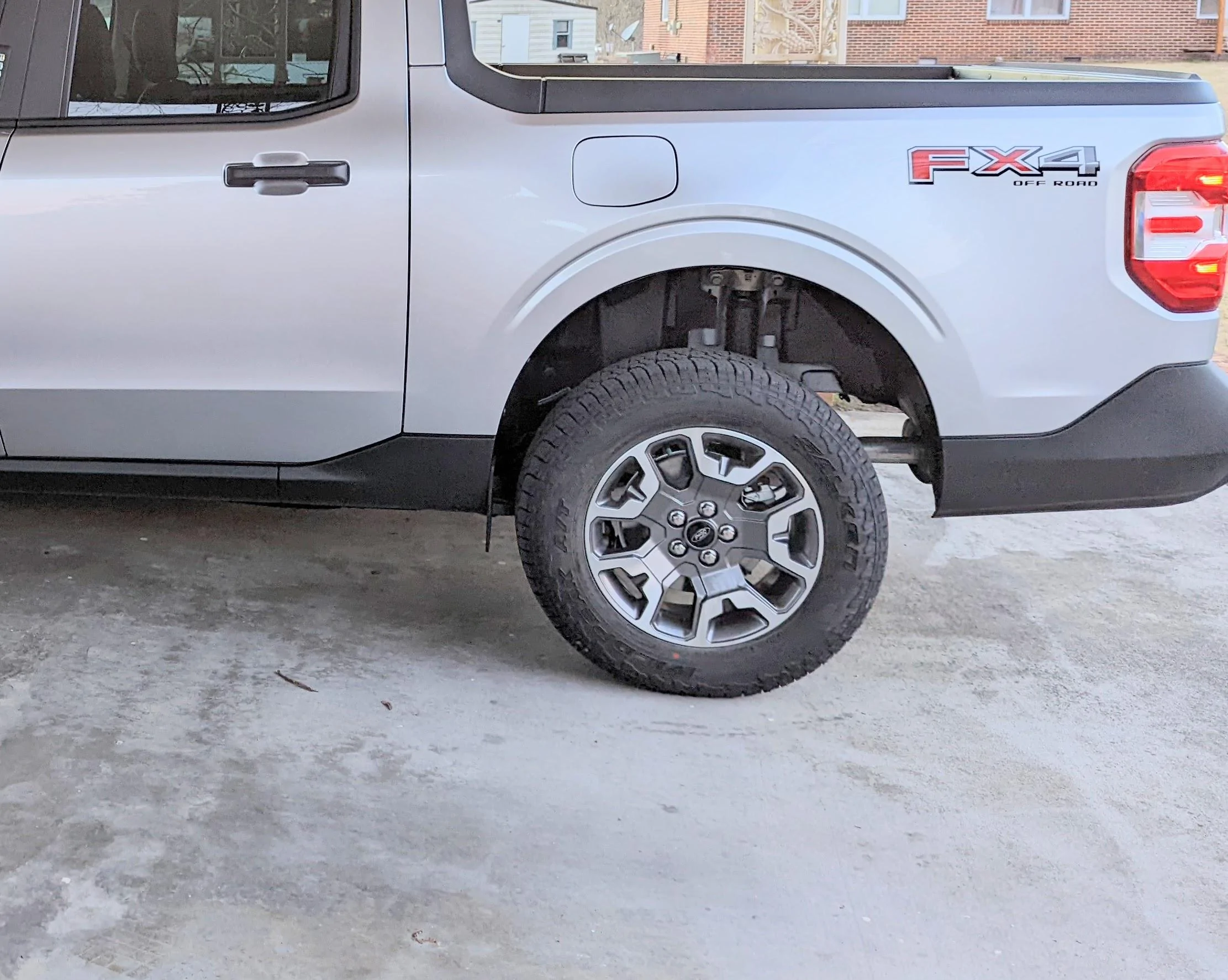 Ford Maverick Just picked mine up from getting a lift kit installed.... what's up with my rear wheel? PXL_20220214_233524584