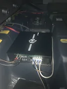 Ford Maverick B&O amp and subwoofer behind passenger rear seat [clear pic] am