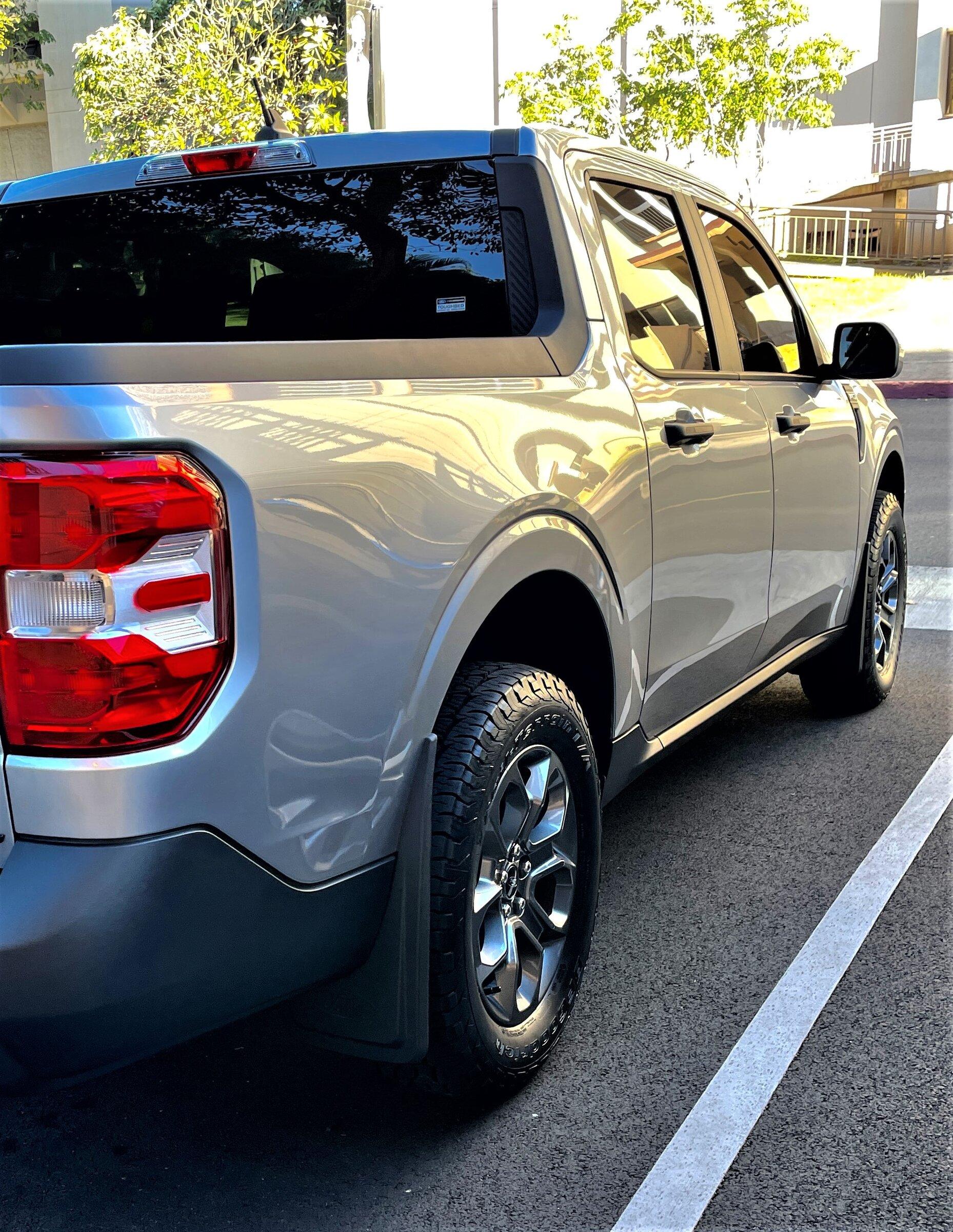 Ford Maverick OEM mud flaps installed Mud Flaps 01