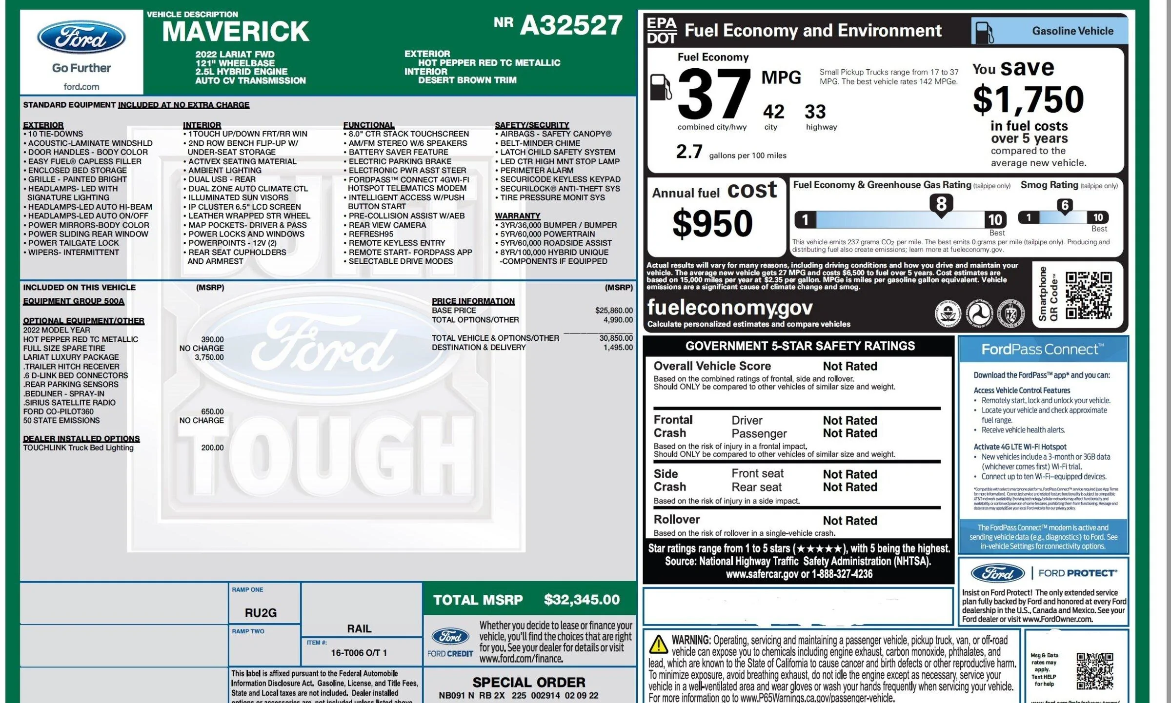 Ford Maverick Finally - Window Sticker Maverick Sticker