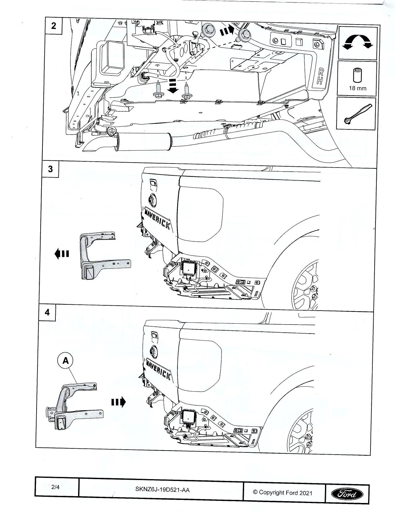 Ford Maverick Trailer Hitch Receiver, 4-pin or Not? Ford Maverick Trailer Hitch Installation Instructions p2-50