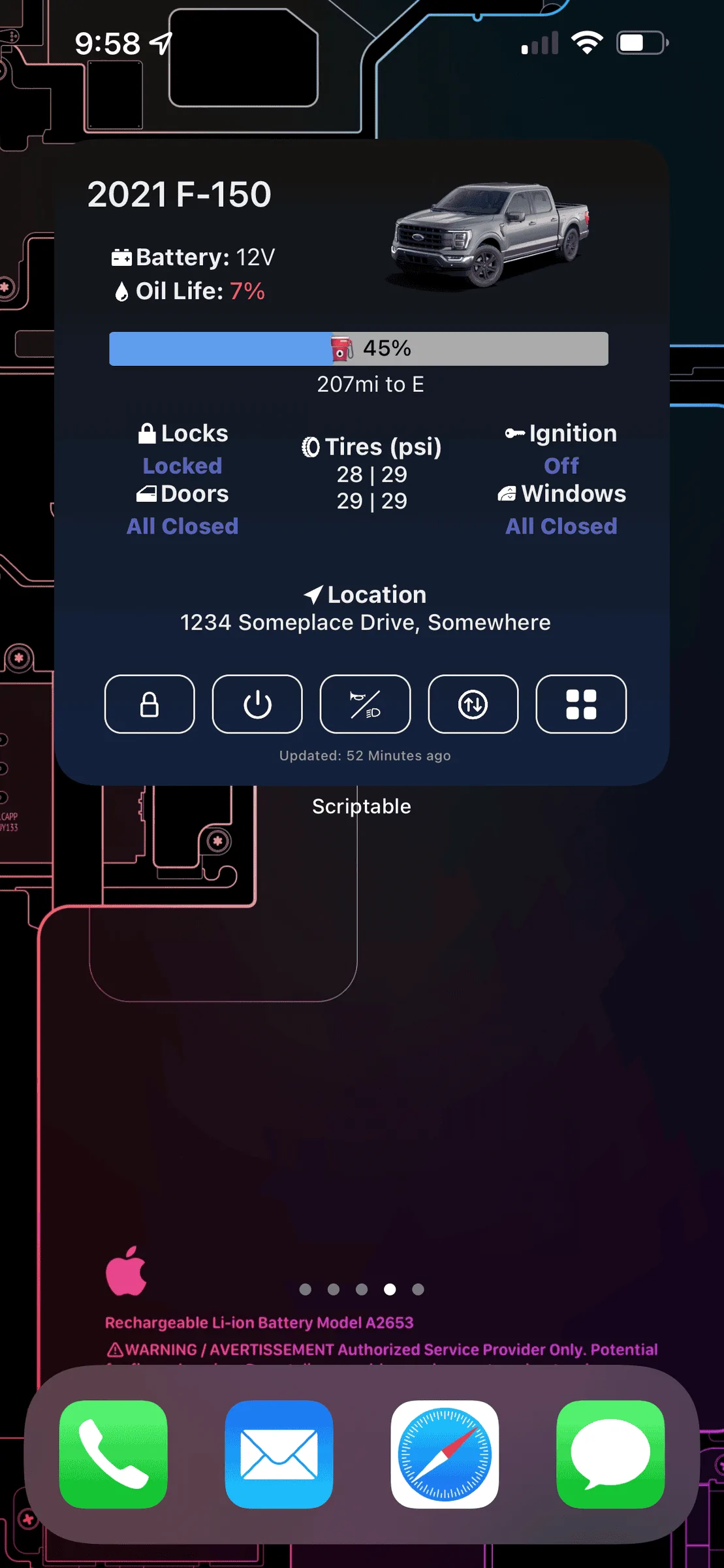 Ford Maverick FordPass - Scriptable Widget V2022.XX (iOS, iPad, MacOS) dark_widgets_example_v2_2
