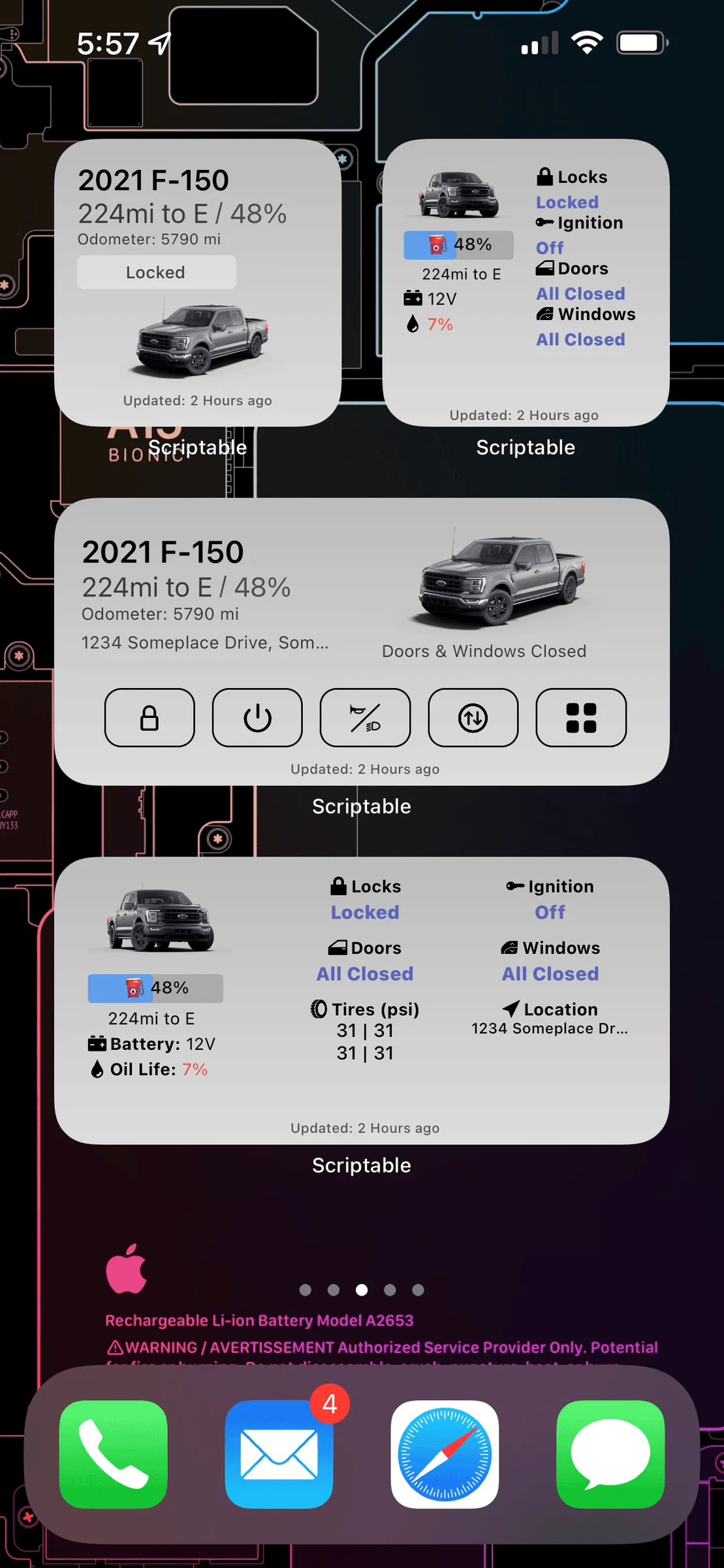 Ford Maverick FordPass - Scriptable Widget V2022.XX (iOS, iPad, MacOS) light_widgets_example_v2_1