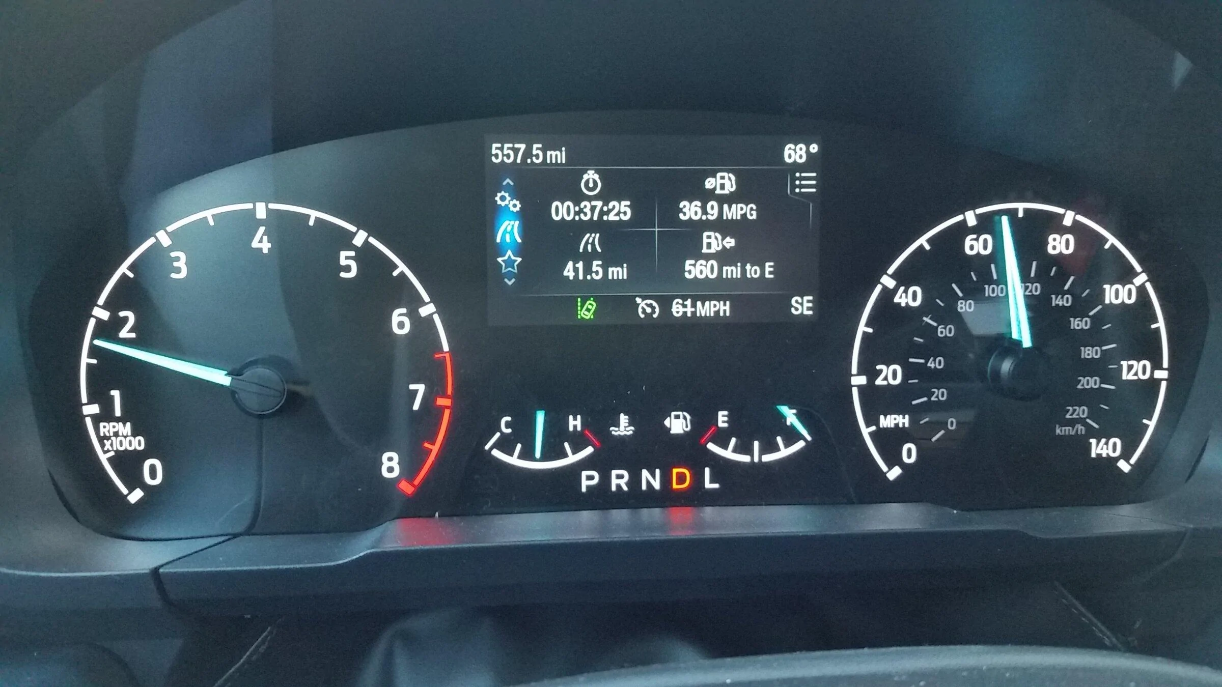Ford Maverick 2.0 MPG gas mileage tests (so far) and differences using 87 vs 92 octane 20220210_171838