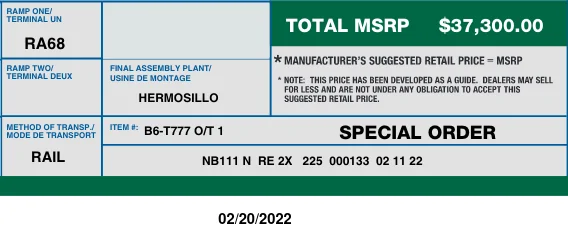 Ford Maverick Time to ship (via rail) from Hermosillo to Calgary? 1645473761631