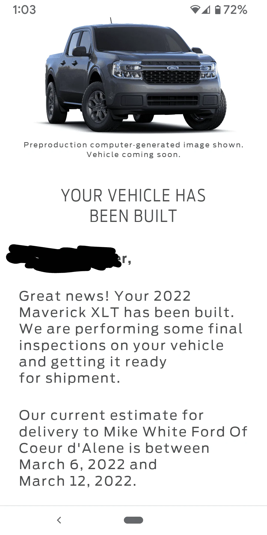 Ford Maverick "In Production" -- Blend Date? Screenshot_20220221-130321