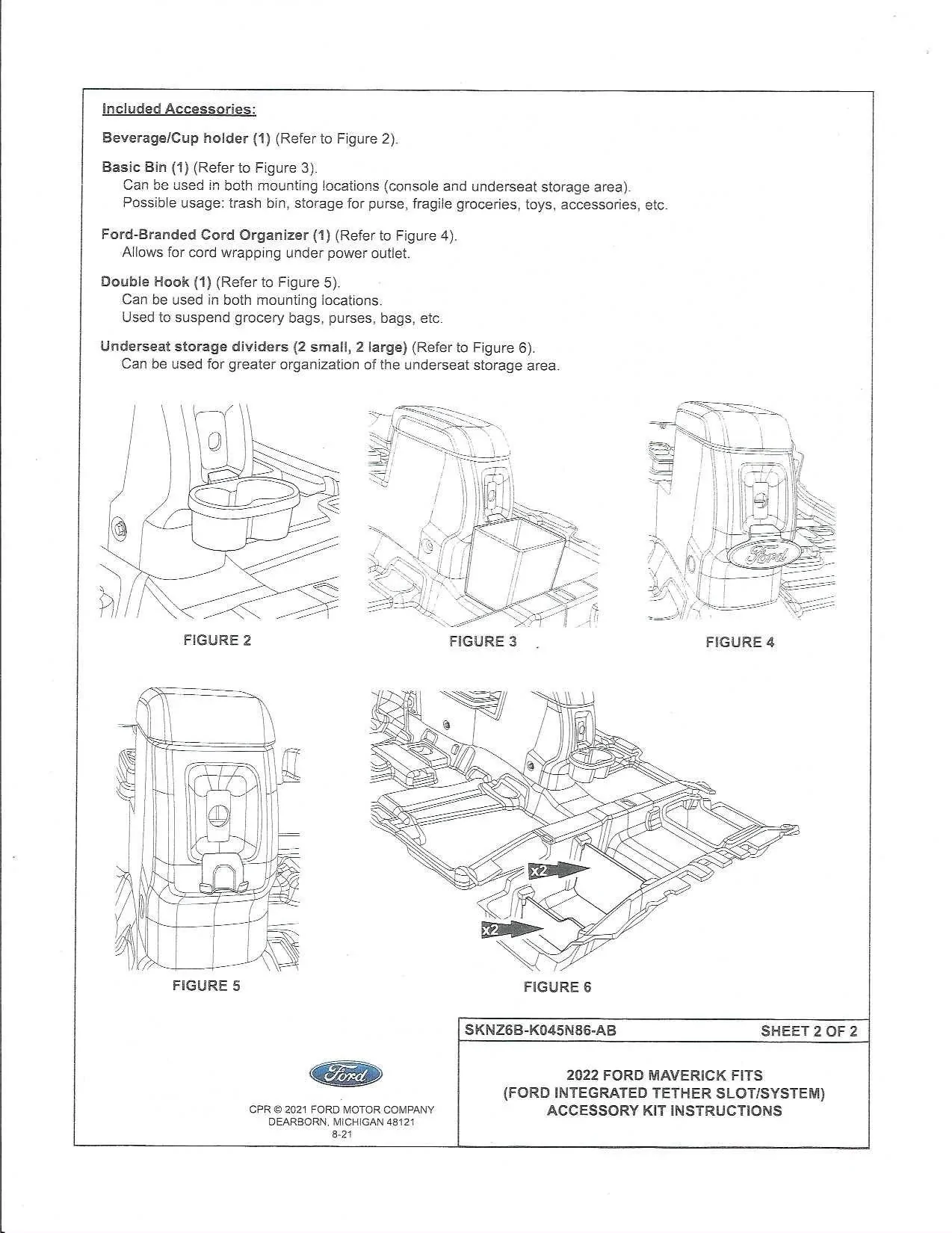 Ford Maverick FITS Accessory Kit Installation Instructions Guide fits-instructions-maverick-3
