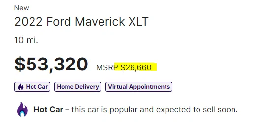 Ford Maverick $46k for a XLT Ecoboost 1645567772360