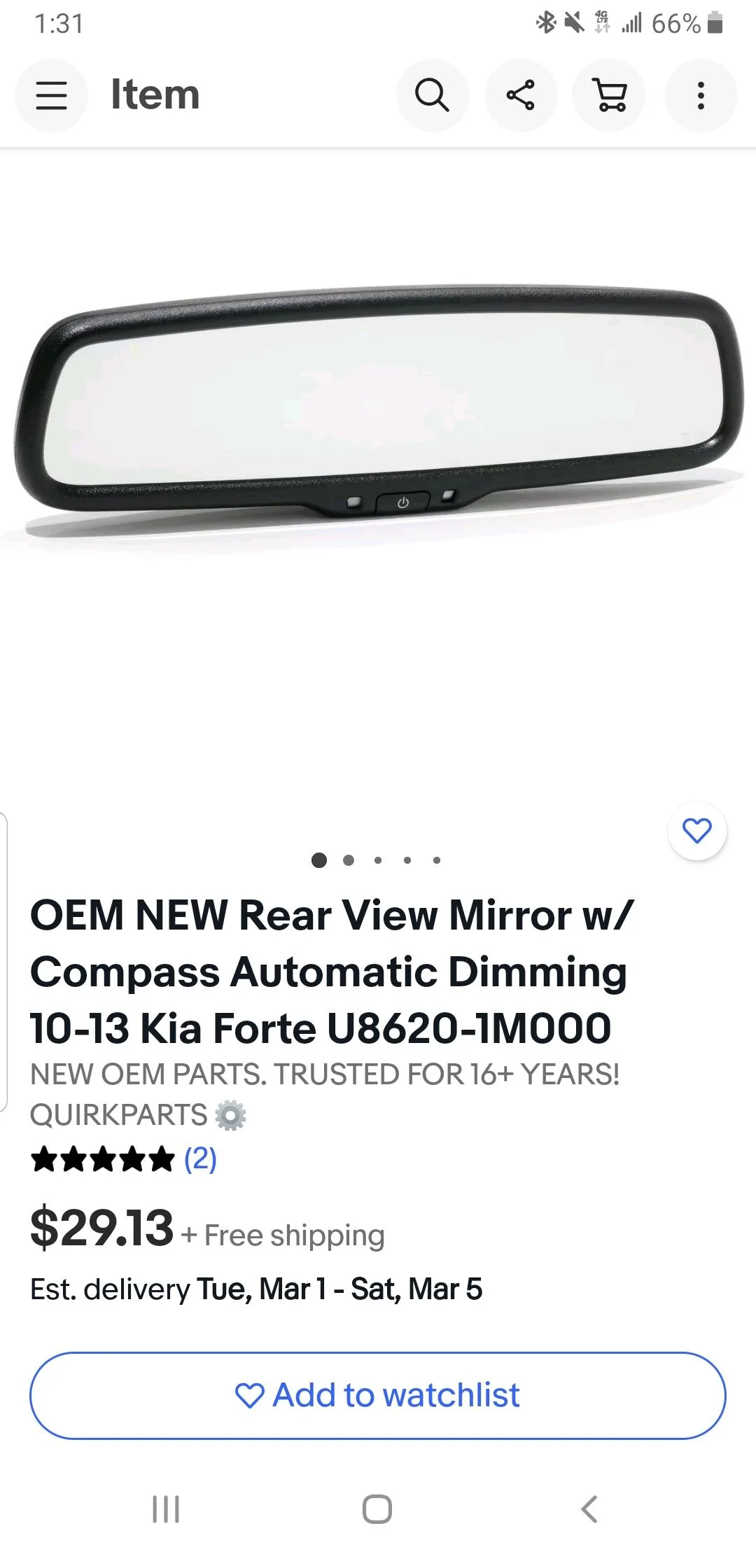 Ford Maverick Auto-Dimming Mirror installed Screenshot_20220224-133137_eBay