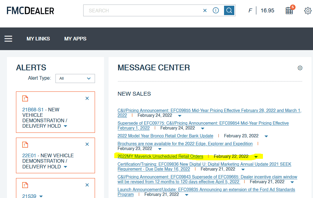 Ford Maverick [Dealer Memo] Not all 2022 Mavericks will be built. Update on Maverick Retail Order Scheduling, Customer Options and Order Amendment 1645740822401