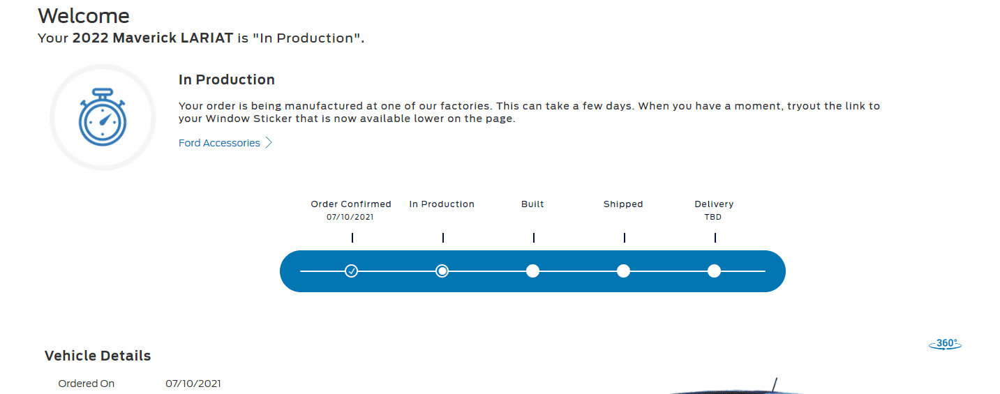 Ford Maverick First Edition Maverick Production and Scheduling Update order.PNG