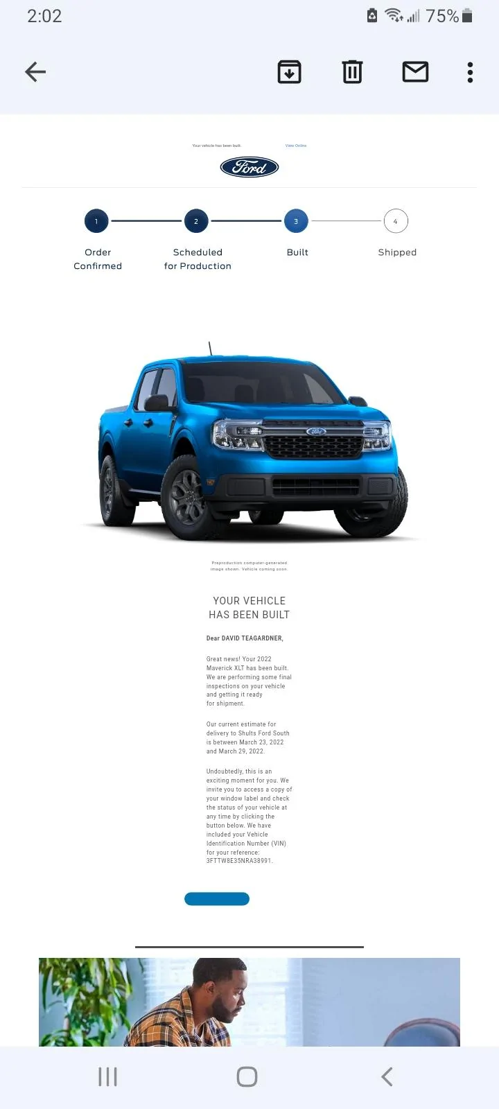 Ford Maverick ordered 7/21/21 Screenshot_20220225-140212_Gmail