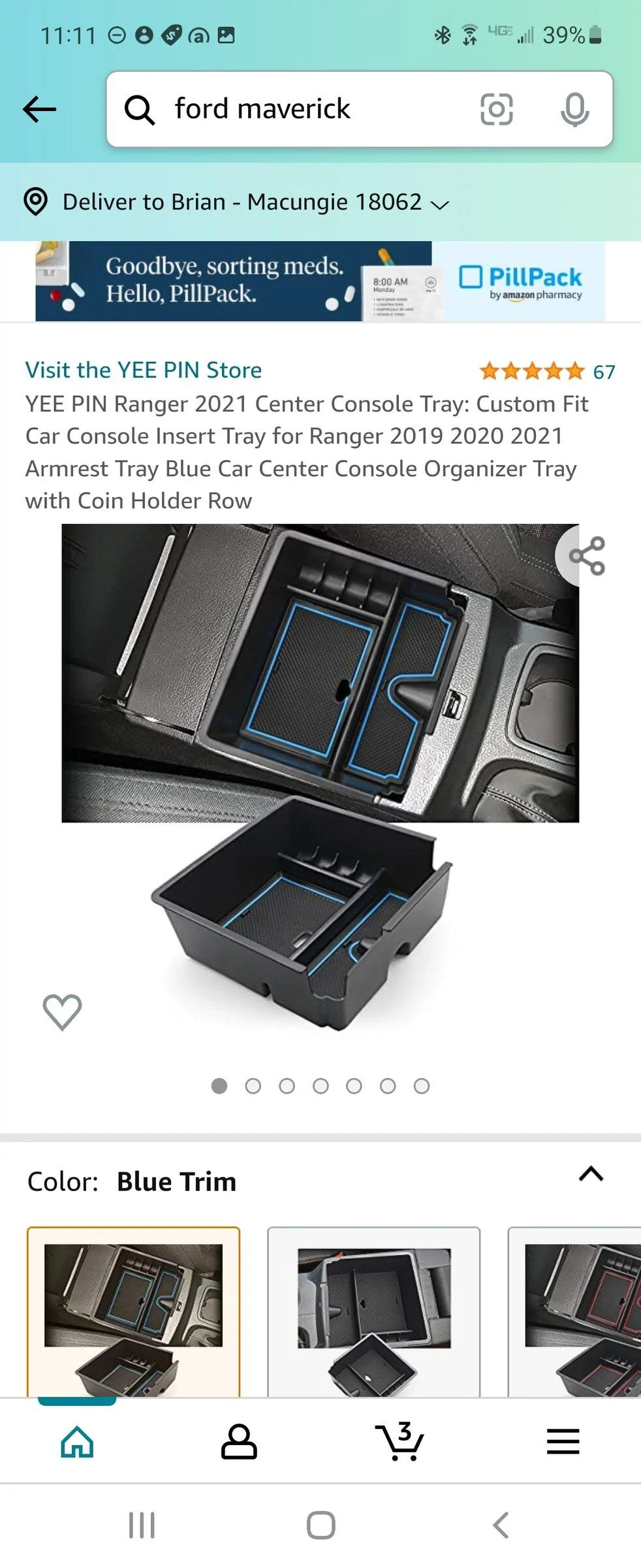 Ford Maverick Center console organizer Screenshot_20220226-111115_Amazon Shopping
