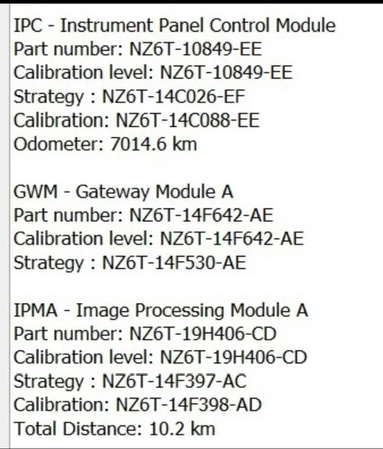 Ford Maverick Modules included with Trim Levels and Options found by FORScan E9289BA3-2B97-407A-A563-1B3FE20B9D11