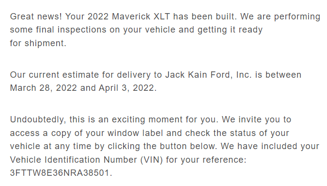 Ford Maverick 2/21 Build Date - In Production 1646090969635