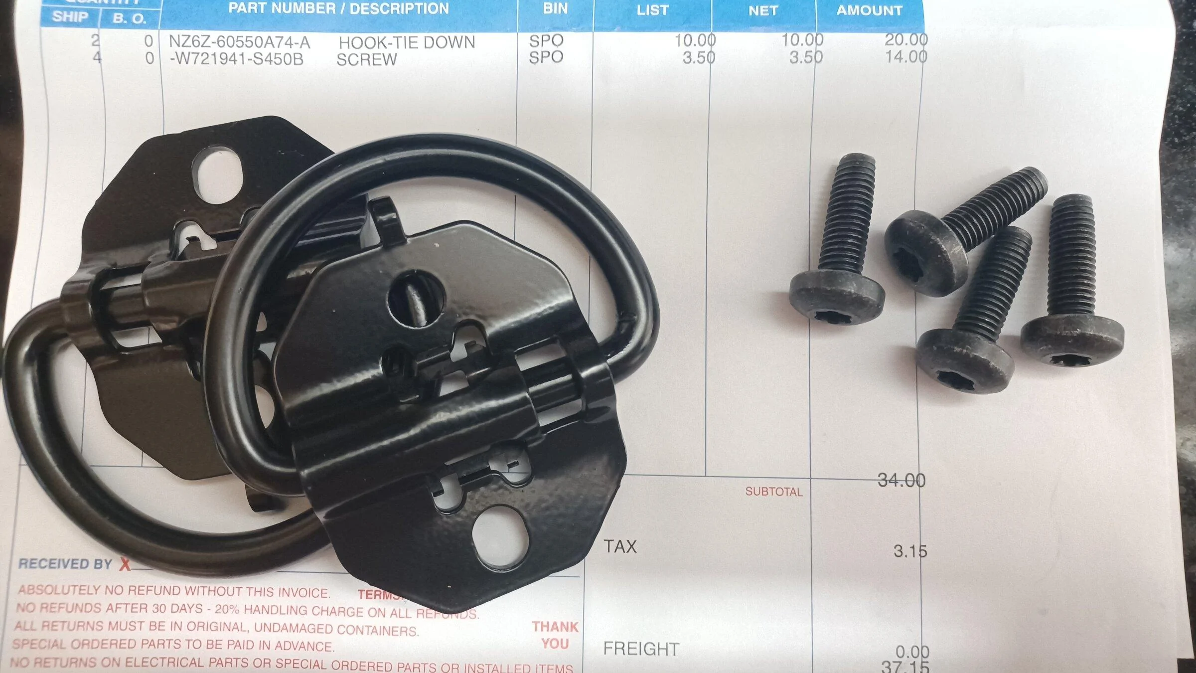Ford Maverick Factory OEM FORD part numbers for Maverick bed D-Rings and rear side tie hooks for XL (with installed pics) 1a