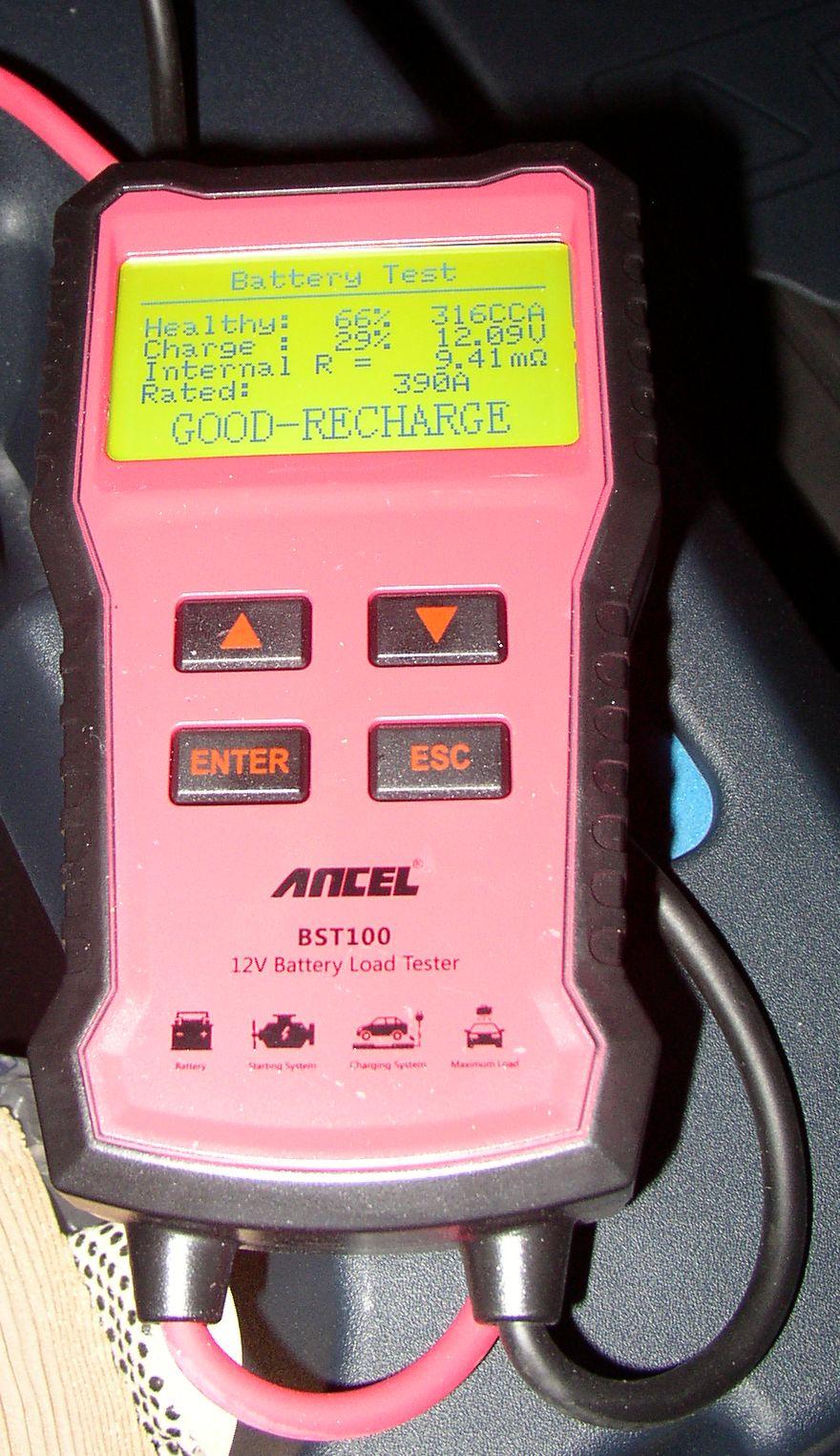 Ford Maverick [UPDATE 3/22/22] Dead Hybrid Maverick at 1 month old after getting "Deep Sleep Mode" messages. [Possibly fixed by software update.] ANCEL BST100 Battery Load Tester.JPG