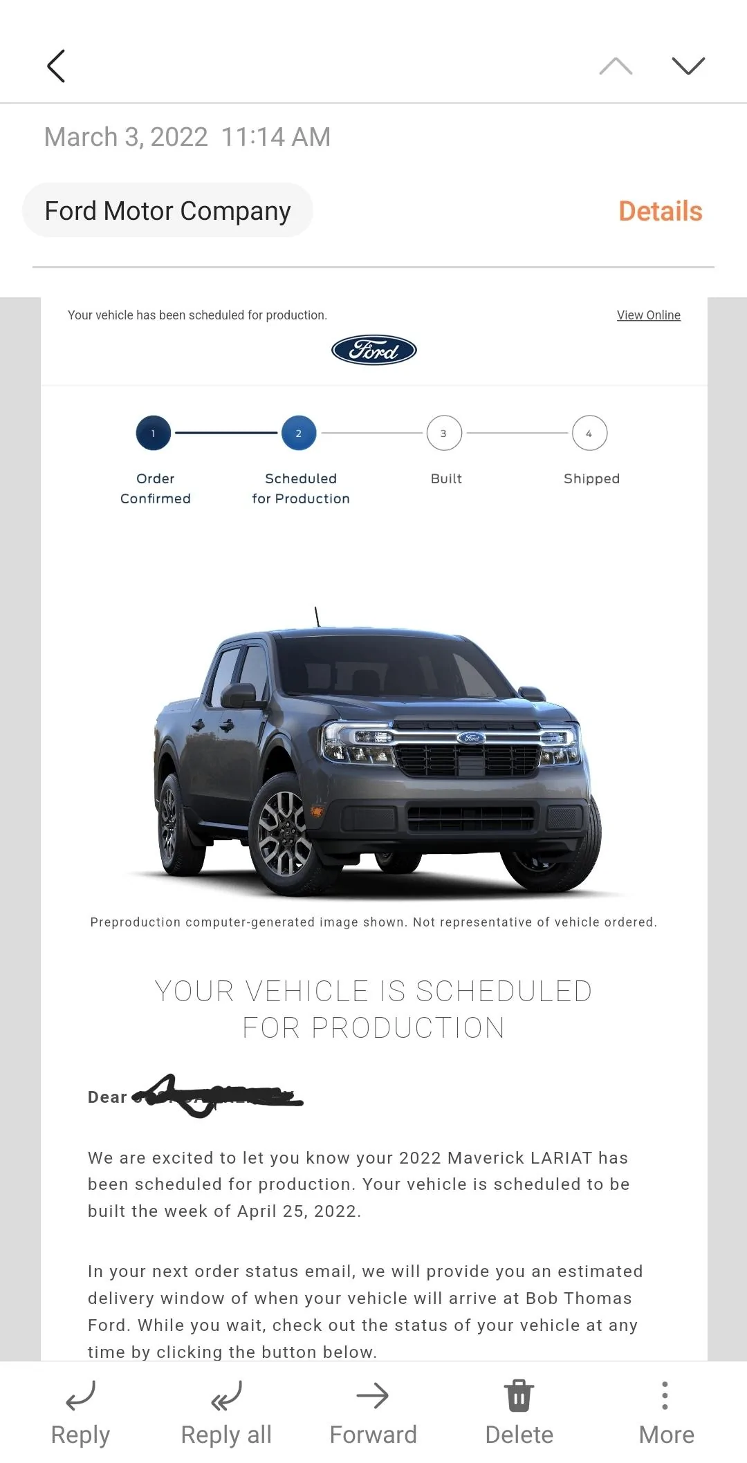 Ford Maverick 📬 3/3 Scheduling Email Received Group [EMAILS NOW ARRIVING!] Screenshot_20220303-112017_Email