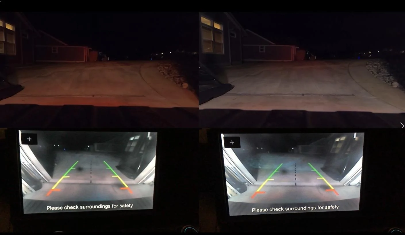 Ford Maverick Comparison image - Stock Reserve bulb vs ALLA LED 2022 Ford Maverick ALLA LED Reverse Tailight Comparison