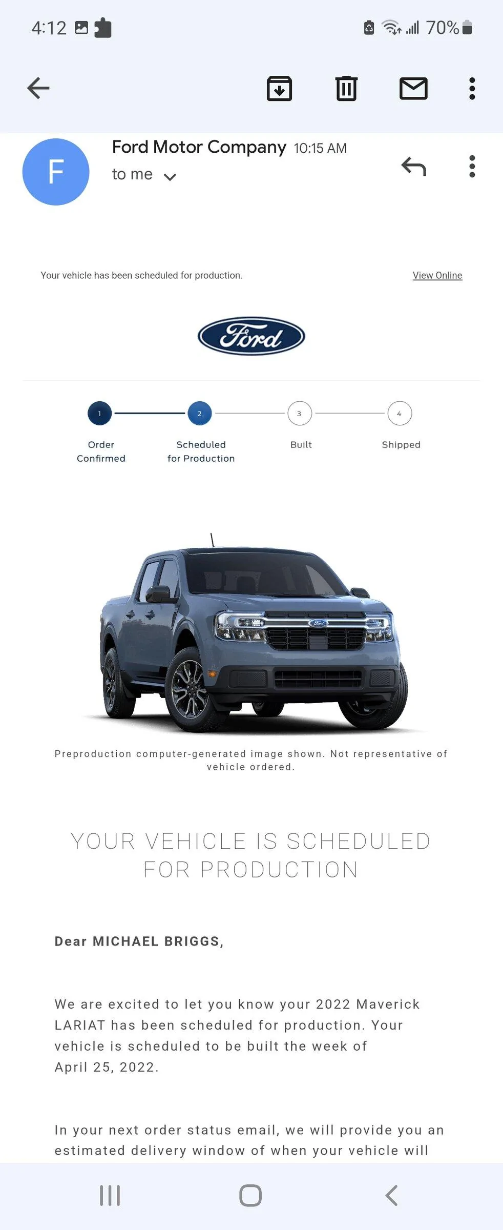 Ford Maverick 📬 3/3 Scheduling Email Received Group [EMAILS NOW ARRIVING!] Screenshot_20220303-161212_Gmail