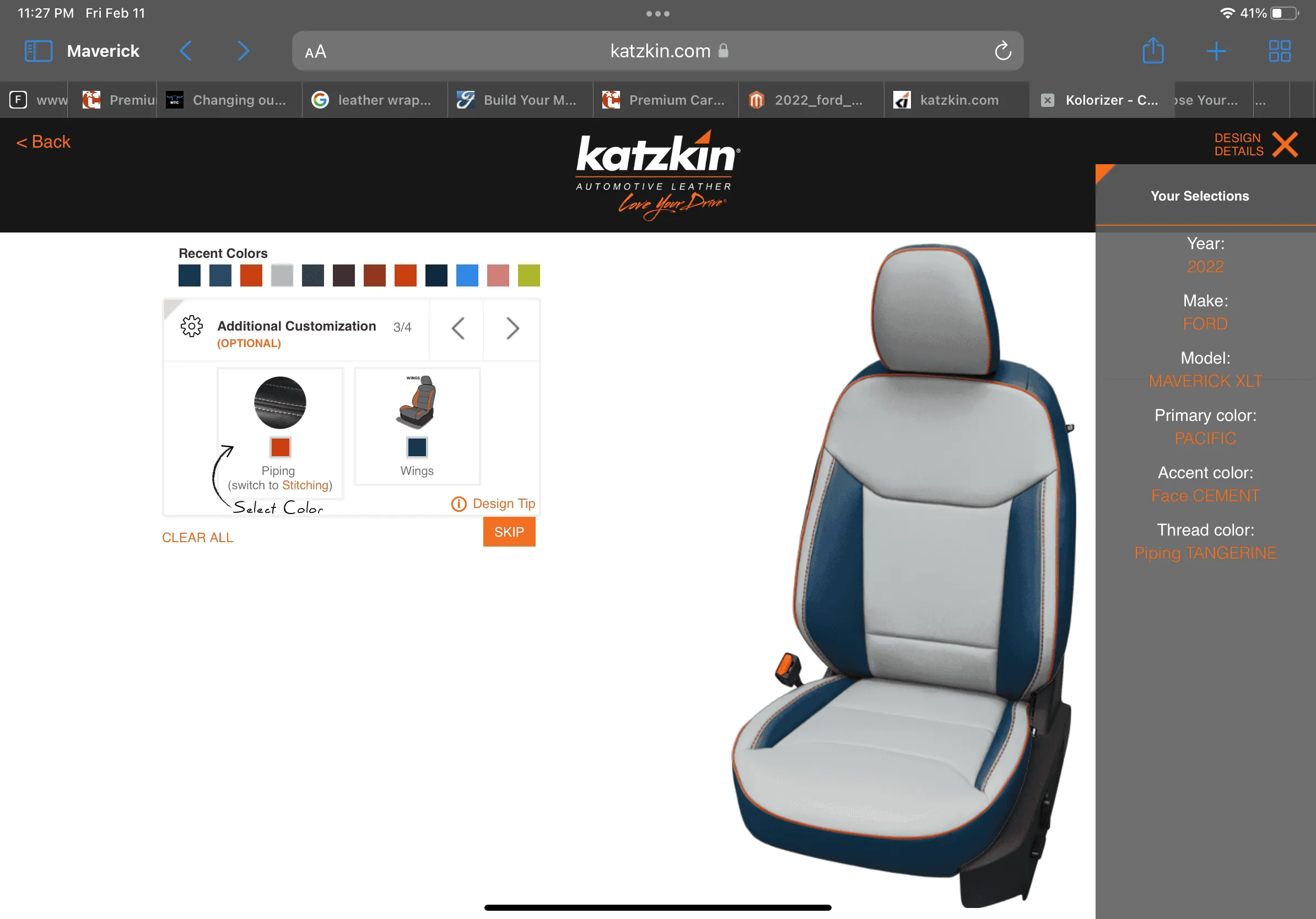Ford Maverick Katzkin Leather Seat Covers for Maverick Choice 1
