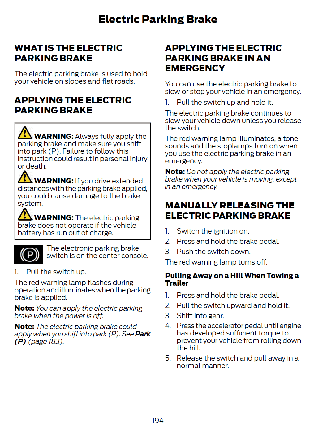 Ford Maverick Parking brake as emergency brakes? brake
