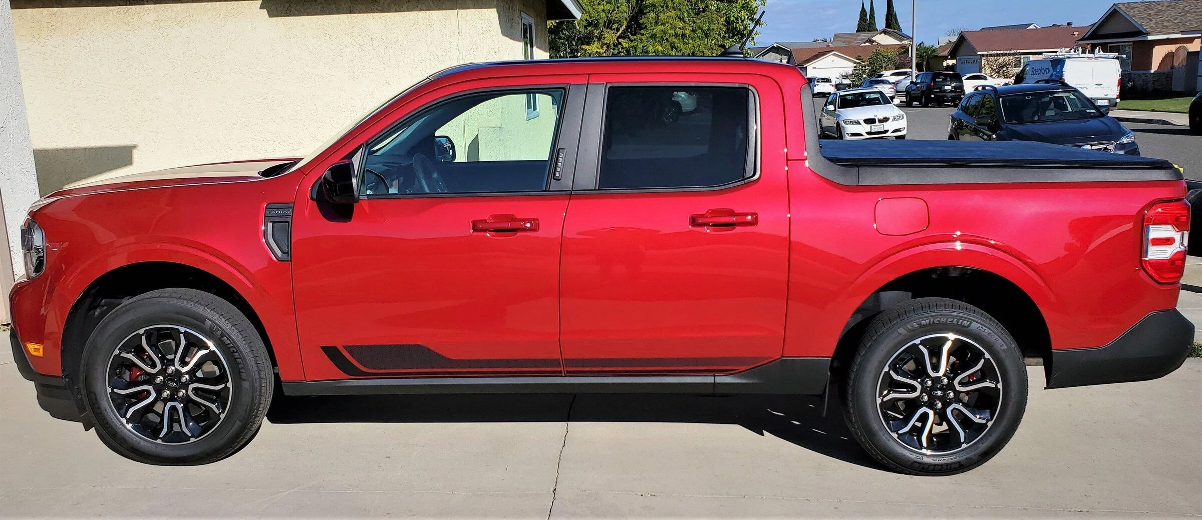 Ford Maverick painting calipers red with black rims. Calipers After