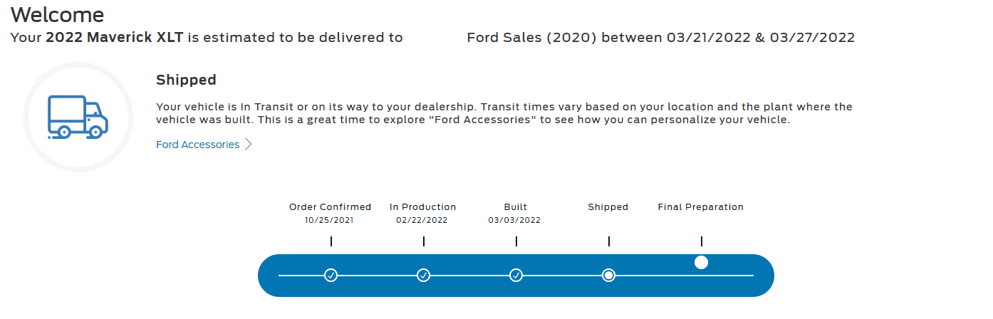 Ford Maverick Canadian Order Tracking Link 1646849050647