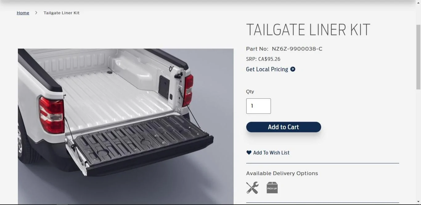 Ford Maverick Tailgate Liner Kit Part No: NZ6Z-9900038-C ! Ford Maverick tailgate liner_2